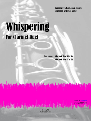 Whispering for Clarinet Duet (arr. Oliver König)