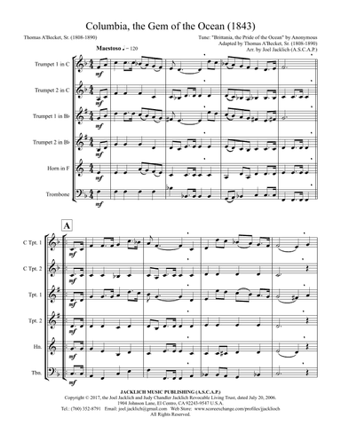Columbia the Gem of the Ocean (arr. Joel Jacklich (A.S.C.A.P.))