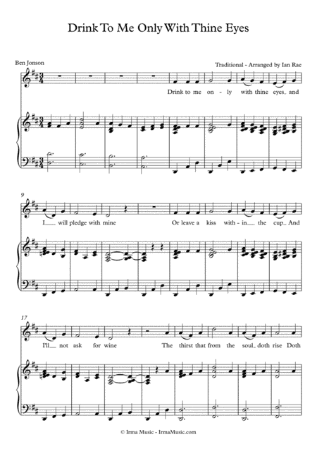 Drink To Me Only With Thy Eyes - Vocal (arr. Ian Rae)