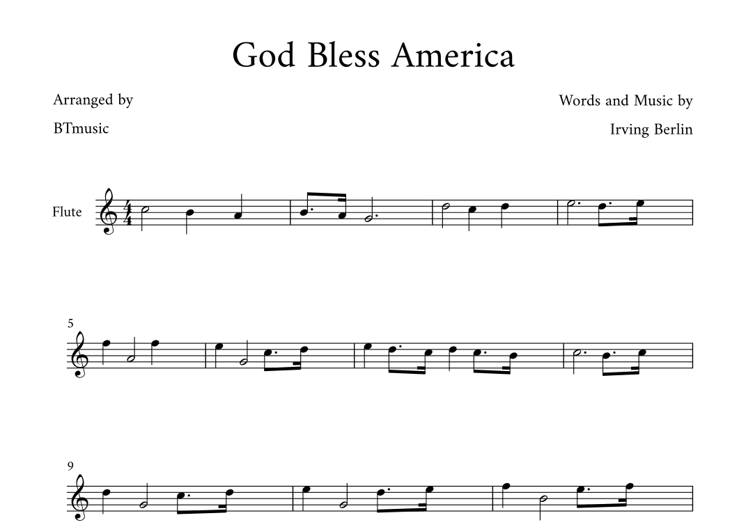 God Bless America ® (arr. BTmusic)