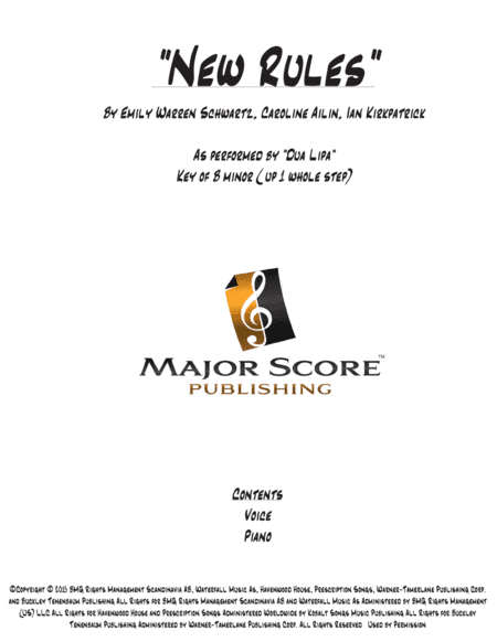 New Rules (arr. MAJOR SCORE PUBLISHING TM.)