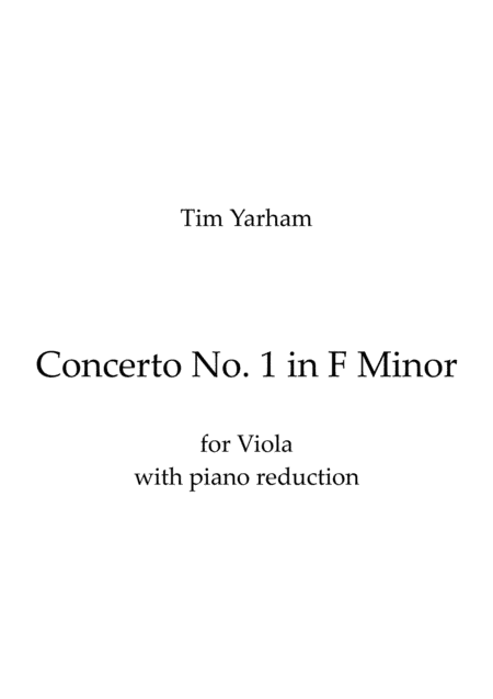 Concerto No 1 in F Minor for Viola (with piano reduction)