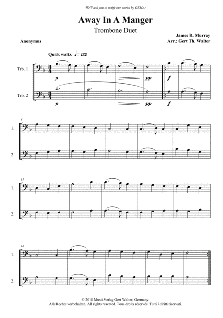 Away In A Manger (1st. version) (arr. Gert Th. Walter)