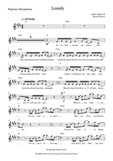 Lonely (arr. Charles Lam)