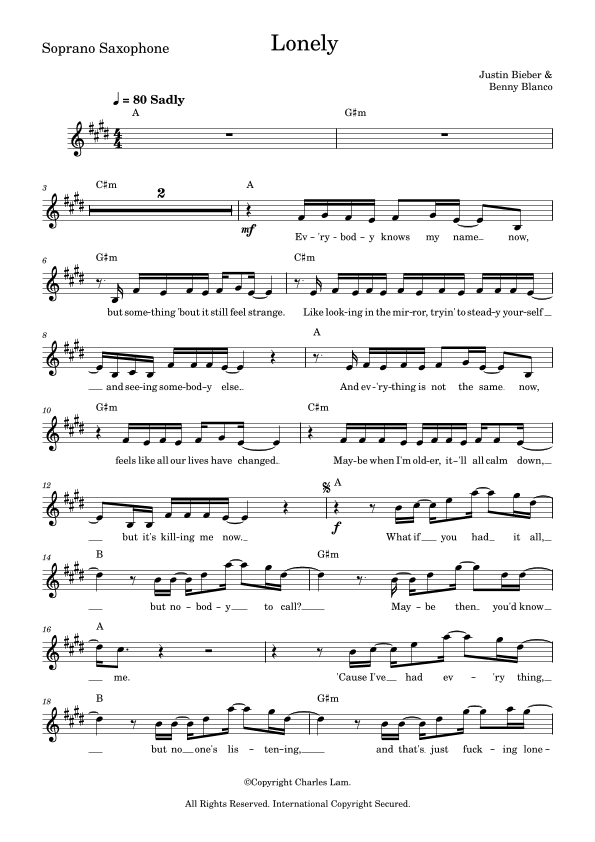 Lonely (arr. Charles Lam)