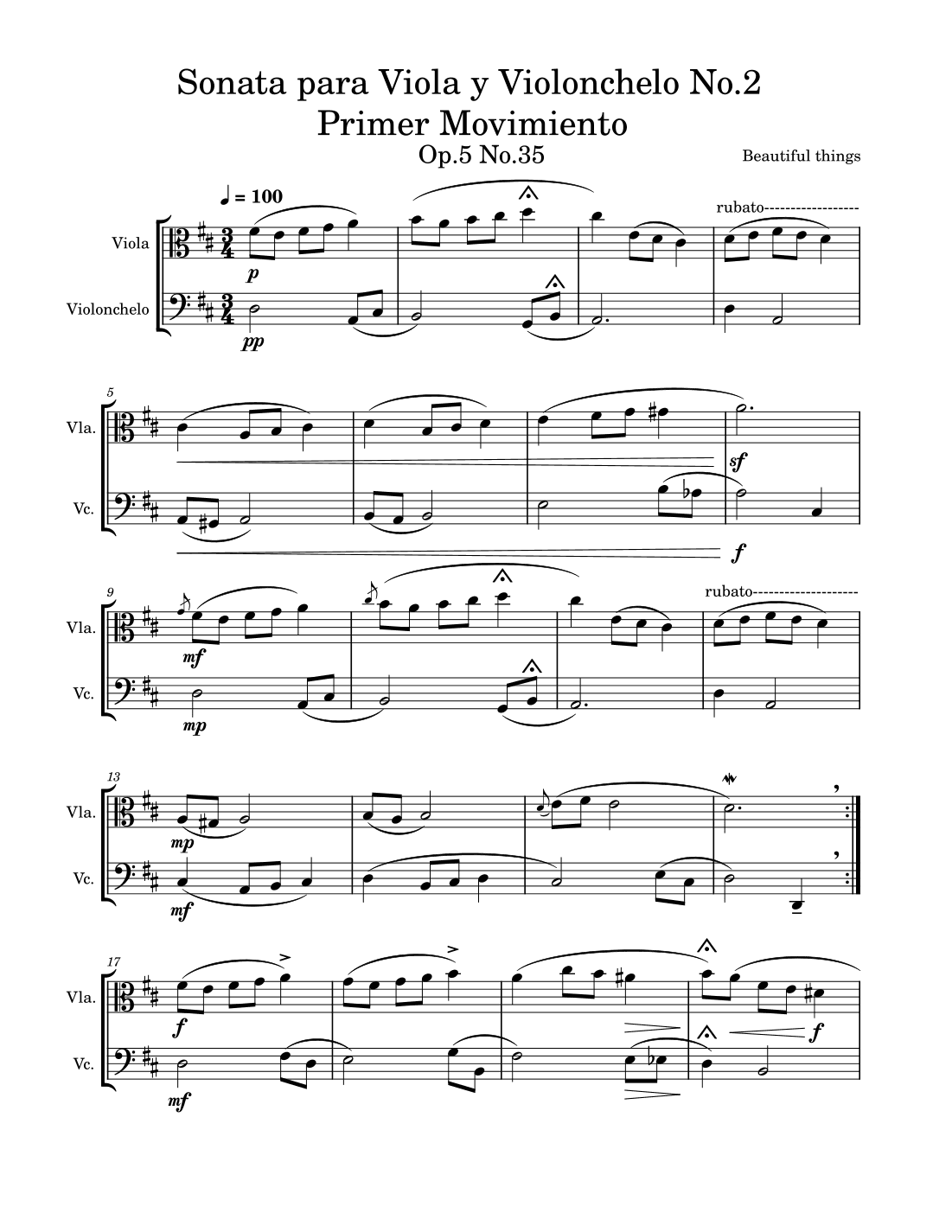 Sonata para Viola y Violonchelo No.2(Primer movimiento)-Beautiful things Op.5 No.35