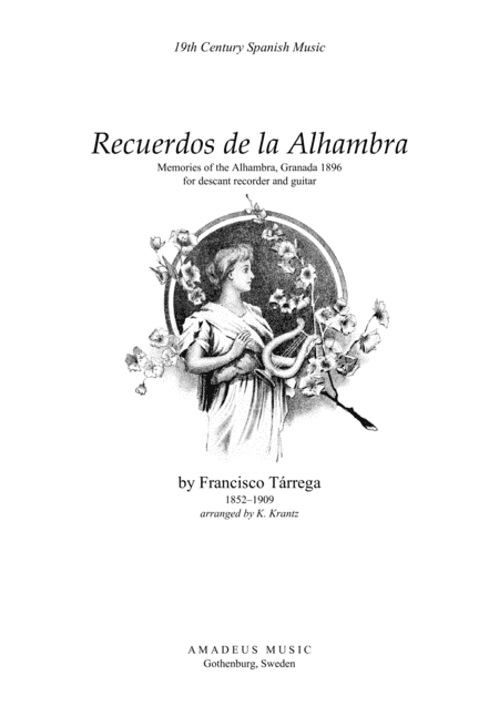 Recuerdos de la Alhambra for descant recorder and guitar (arr. K. Krantz)