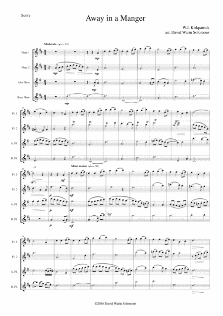 Away in a manger for flute quartet (arr. David Warin Solomons)