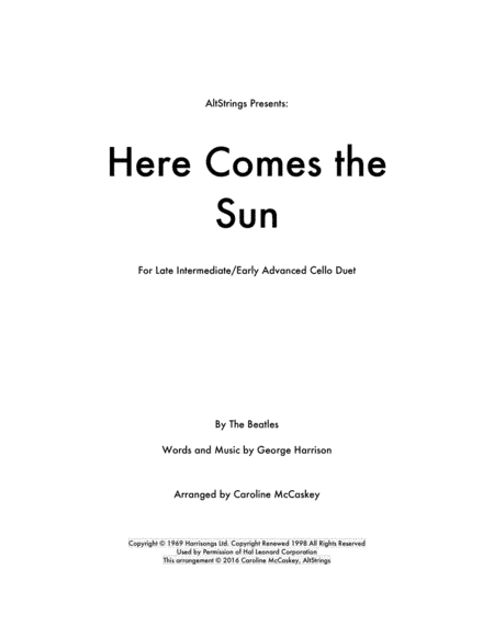 Here Comes The Sun (arr. Caroline McCaskey)