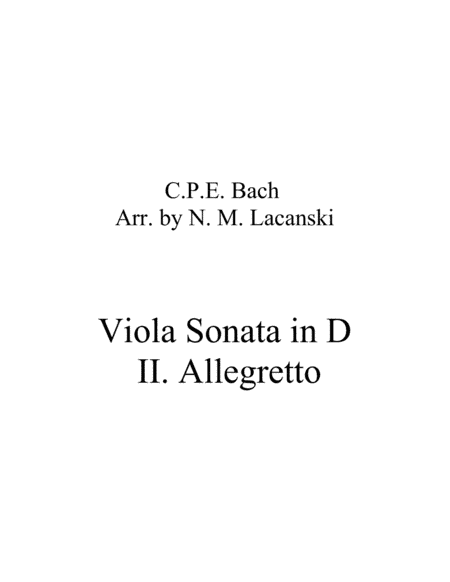 Sonata in D for Viola and String Quartet II. Allegretto (arr. Nick Lacanski)