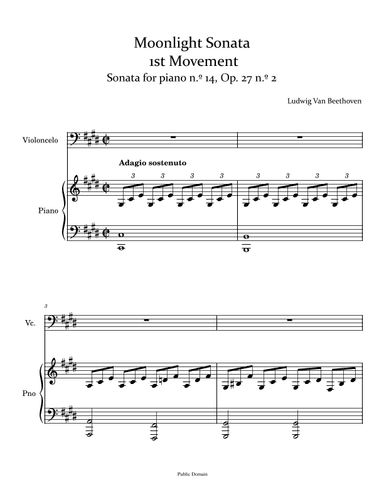 Moonlight Sonata - Cello and Piano - 1st movement (arr. Ygor Nunes)