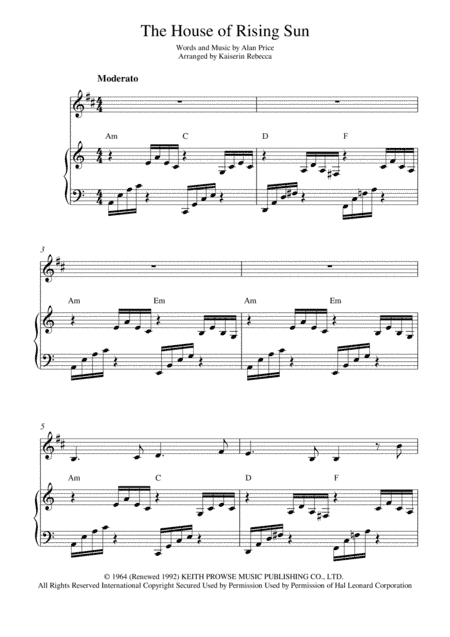 The House Of The Rising Sun (arr. Kaiserin Rebecca)