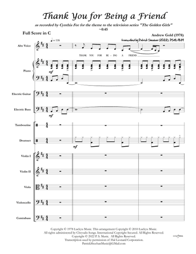 Thank You For Being A Friend (arr. Patrick Sheehan)