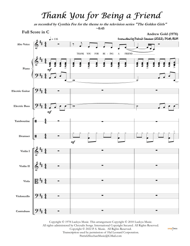 Thank You For Being A Friend (arr. Patrick Sheehan)