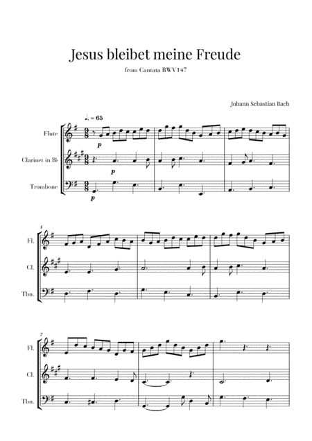 Bach - Jesus bleibet meine Freude for Flute, Clarinet and Trombone (arr. Cadenza Editions)
