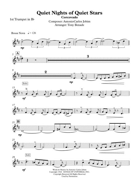 Quiet Nights (arr. Tony Benade)