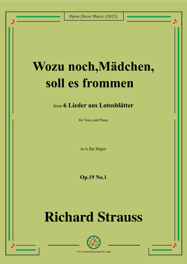 Richard Strauss-Wozu noch,Mädchen,soll es frommen,in A flat Major (arr. OSM Press)