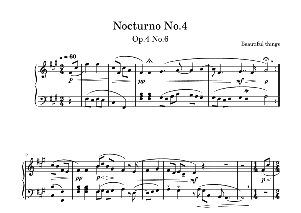 Nocturno No.4-Beautiful things Op.4 No.6