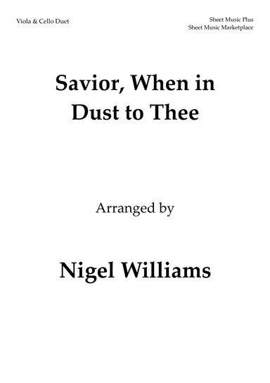 Savior, When in Dust to Thee, for Viola and Cello Duet (arr. Nigel Williams)