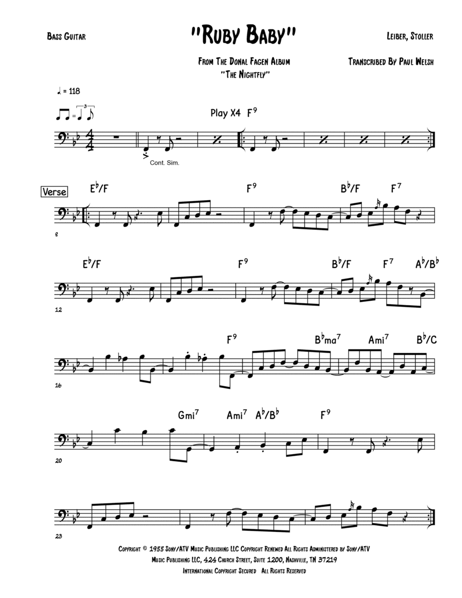 Ruby Baby (arr. Accubass)