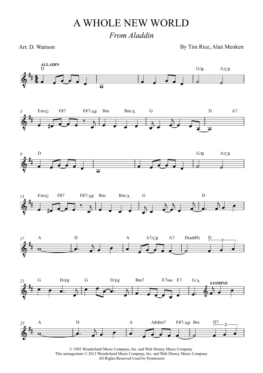 A Whole New World (arr. Douglas Wattson)