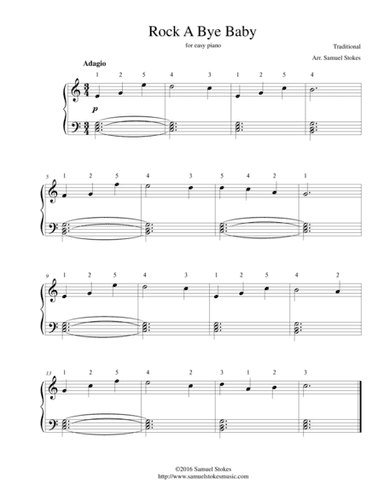 Rock A Bye Baby - for easy piano (arr. Samuel Stokes)