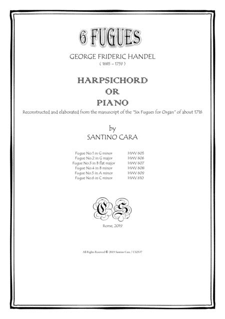 Handel - Six Fugues for Harpsichord or Piano (arr. Santino Cara)