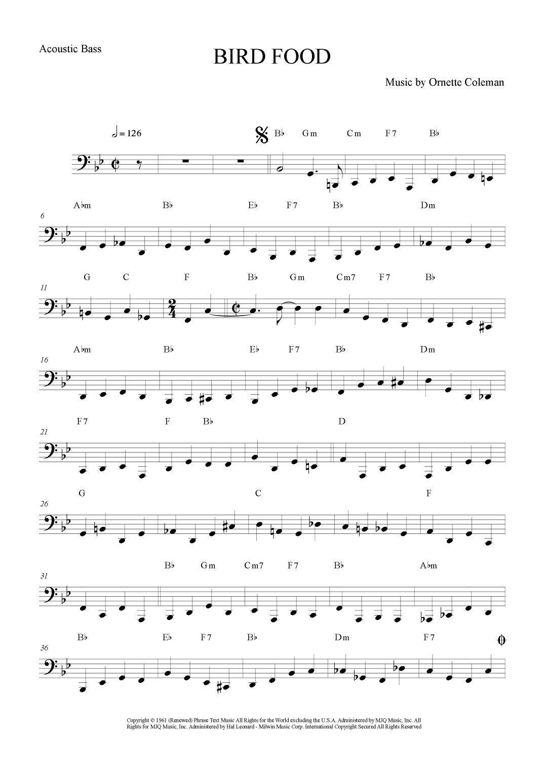 Bird Food (arr. The Sheet Music Library)
