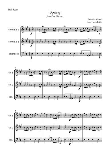 Spring (from Four Seasons of Antonio Vivaldi) for Brass Trio (arr. Fabio Britto)