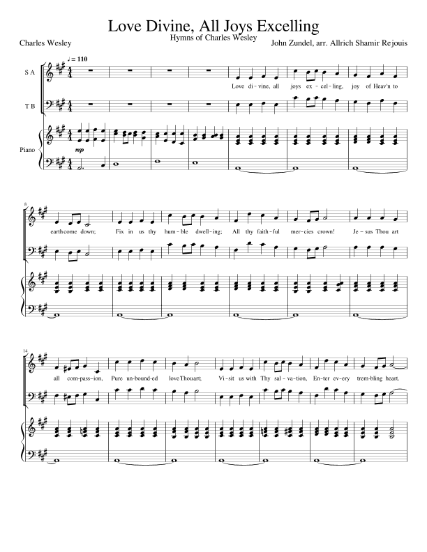 Love Divine, All Joys Excelling (arr. Allrich Shamir Rejouis)