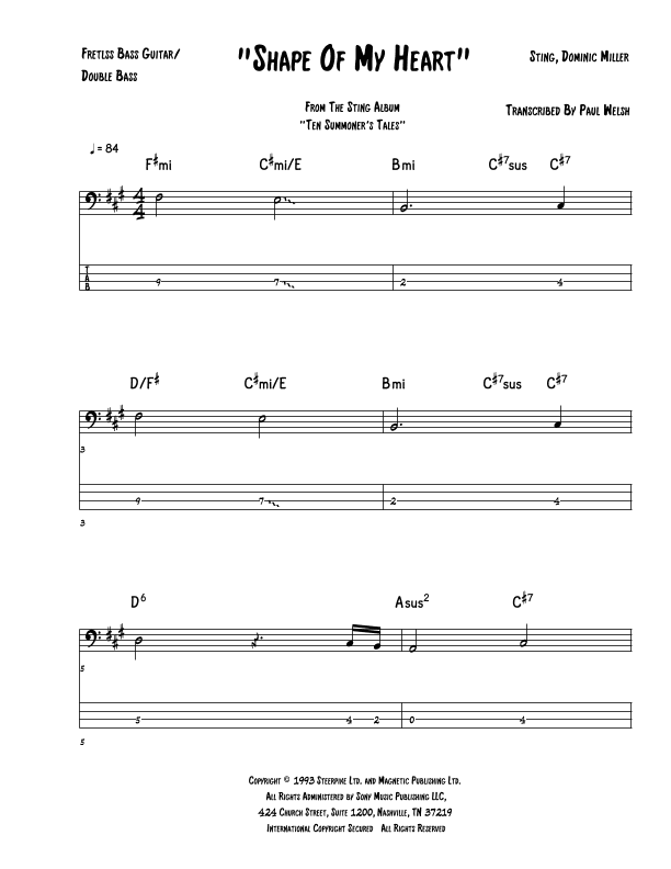 Shape Of My Heart (arr. Accubass)
