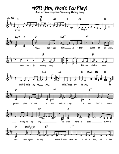 (hey, Won't You Play) Another Somebody Done Somebody Wrong Song (arr. John Fries)