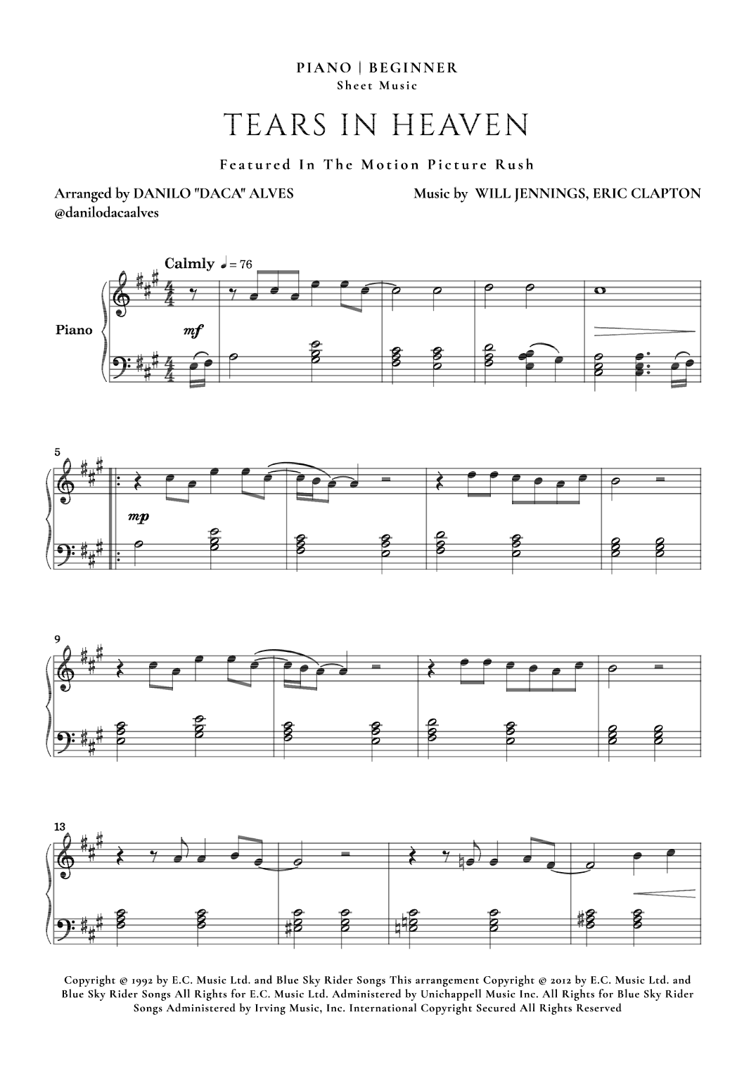 Tears In Heaven (arr. Danilo "Daca" Alves)