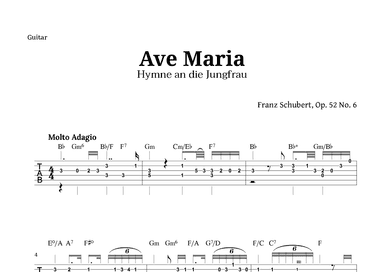Ave Maria by Schubert for Guitar with Chords (arr. Langanho)