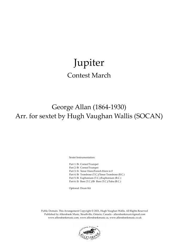 Jupiter - Contest March by George Allan - arranged for brass sextet (arr. Hugh Vaughan Wallis)
