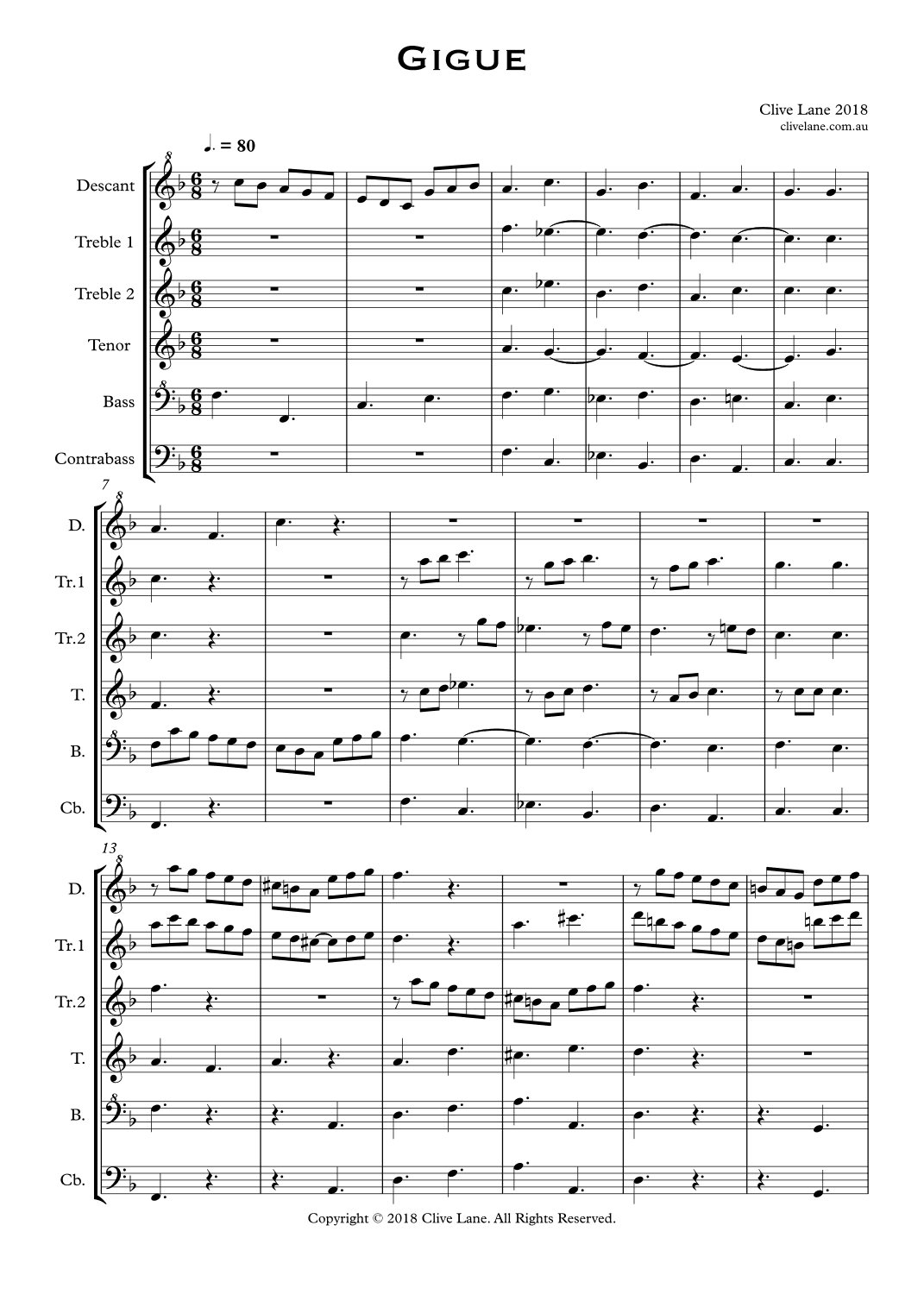 Gigue (for recorder sextet)