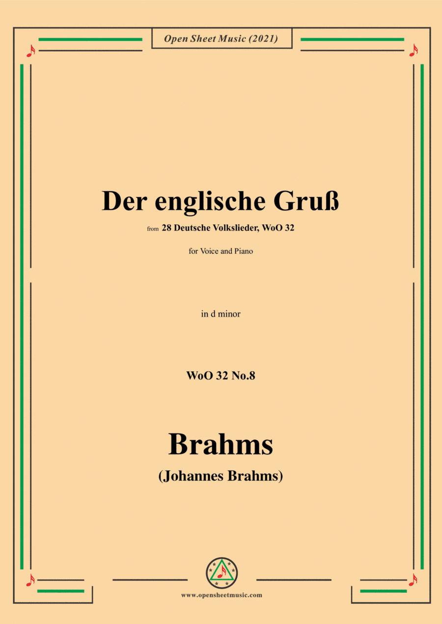 Brahms-Der englische Gruss (Gegrusset Maria),WoO 32,in d minor,for Voice and Piano (arr. Open Cloud)