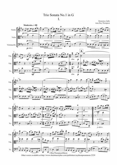 Gallo: Trio Sonata No.1 in G Mvt.I (Pulcinella Suite Mvt.1 Sinfonia) - string trio (arr. Ray Thompson)