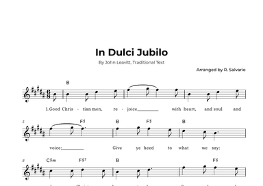 In Dulci Jubilo (Key of B Major) (arr. R. Salvario)