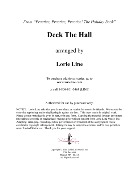 Deck The Hall - EASY! (arr. Lorie Line)