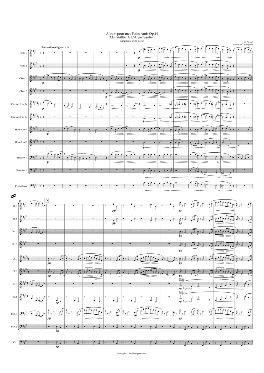 Pierné: Album pour mes Petits Amis Op.14 - 3.La Veillée de L'Ange Gardien - symphonic wind dectet (arr. Ray  Thompson)