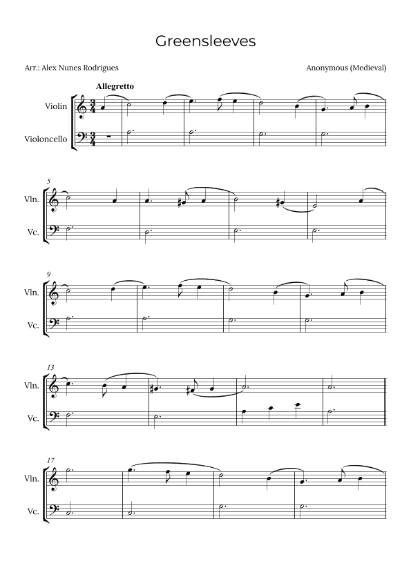 Greensleeves (arr. Alex Nunes Rodrigues)