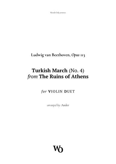Turkish March by Beethoven for Violin Duet (arr. Ander)