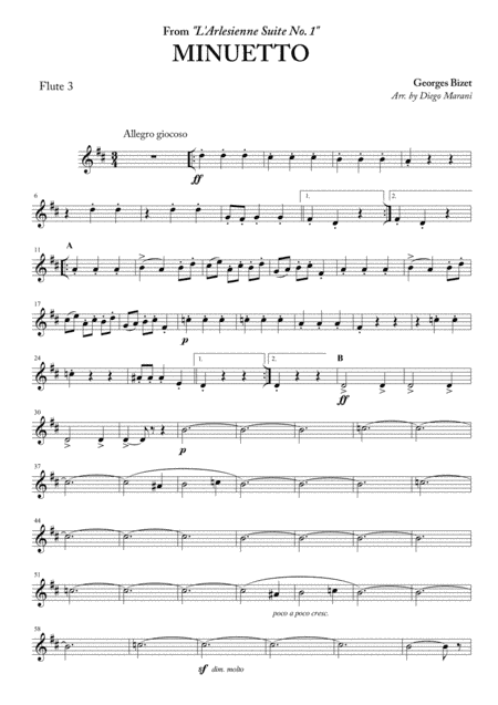 Minuetto from "L'Arlesienne Suite No. 1" for Flute Quartet (arr. Diego Marani)