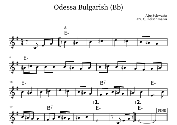 Odessa Bulgarish (arr. Christoph Fleischmann)