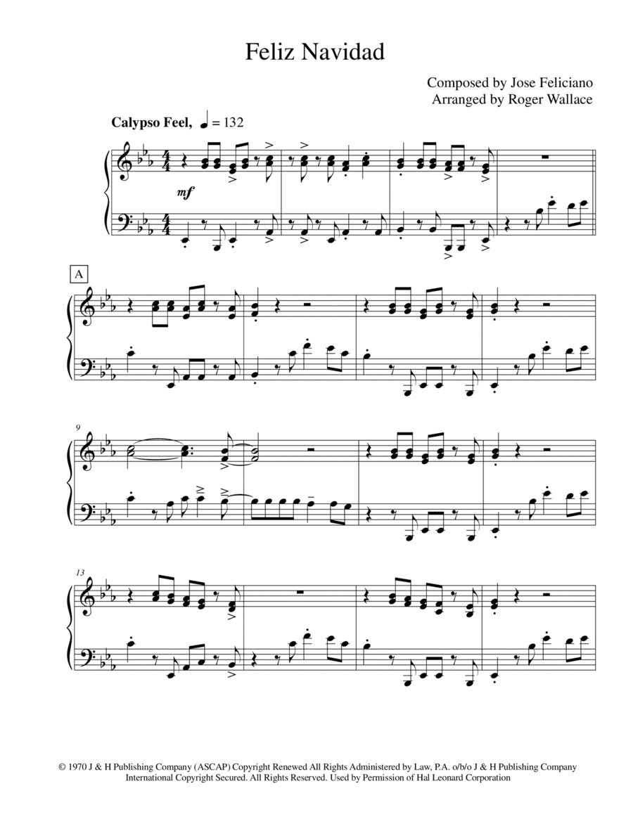 Feliz Navidad (arr. Roger Wallace)