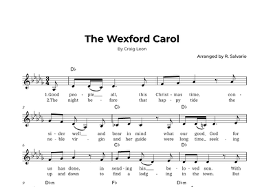 The Wexford Carol (Key of D-Flat Major) (arr. R. Salvario)