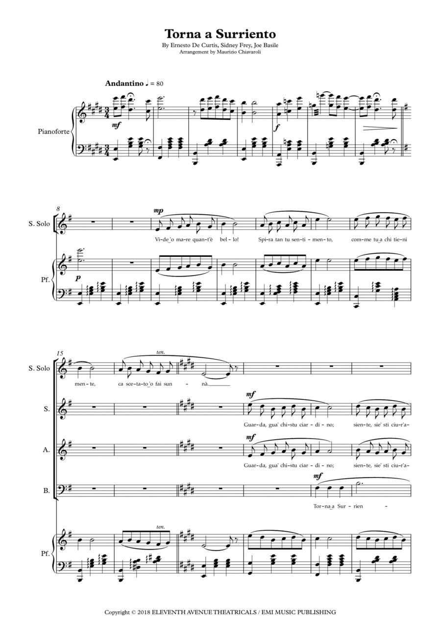Torna A Surriento (arr. Maurizio Chiavaroli)