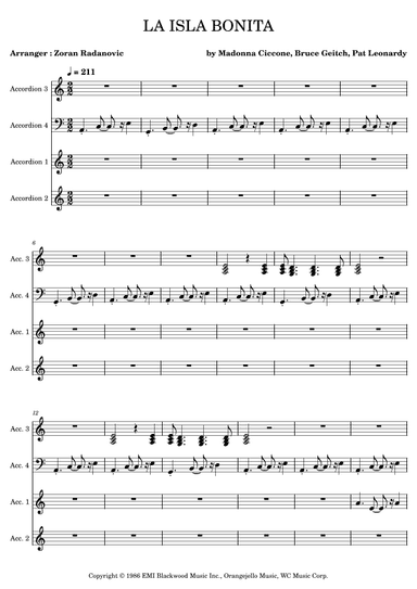 La Isla Bonita (arr. Zoran Radanovic)