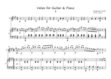 Valses for Guitar and Piano duet (arr. PianoSheetNow)